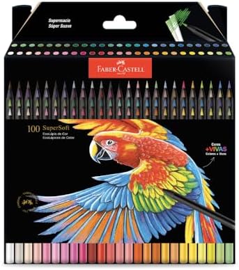 Faber-Castell Lápis De Cor Supersoft com 100 Cores - Ecolápis super mácio com cores mais vivas, excelente cobertura