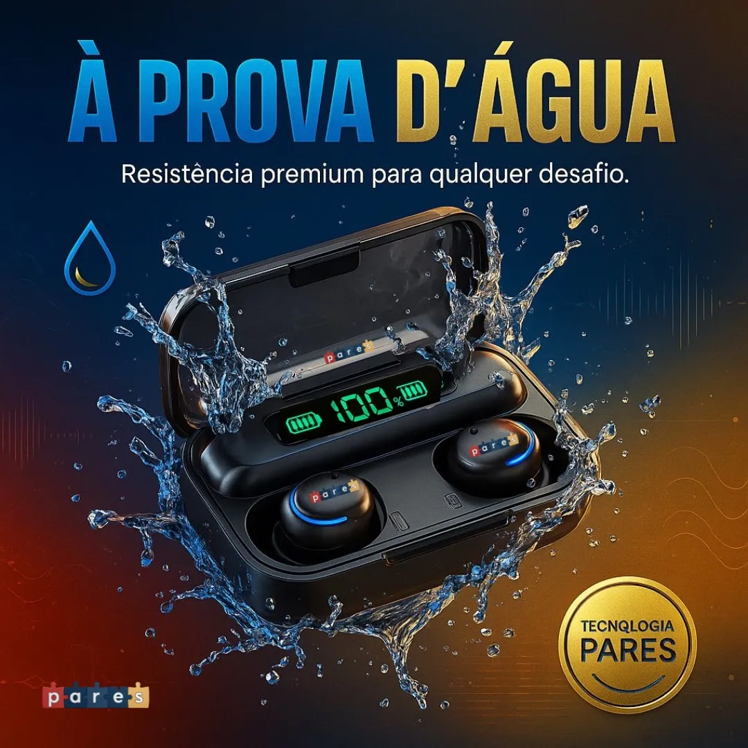 Fone De Ouvido Sem Fio Bluetooth F9-5 Pares Som Imersivo Powerbank Moderno Bateria Longa Duração Academia Compativel Com Todos Celulares