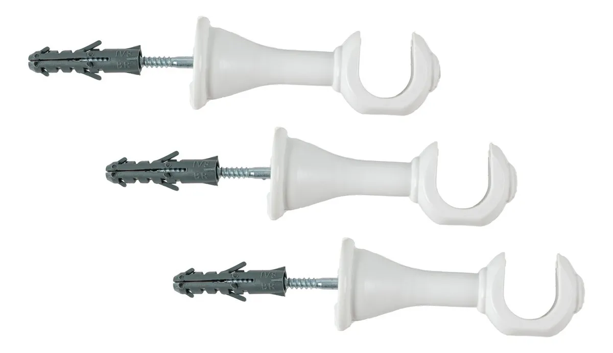 Kit Completo Varão Simples 2 Metros 19mm Para Cortina Cor Branco