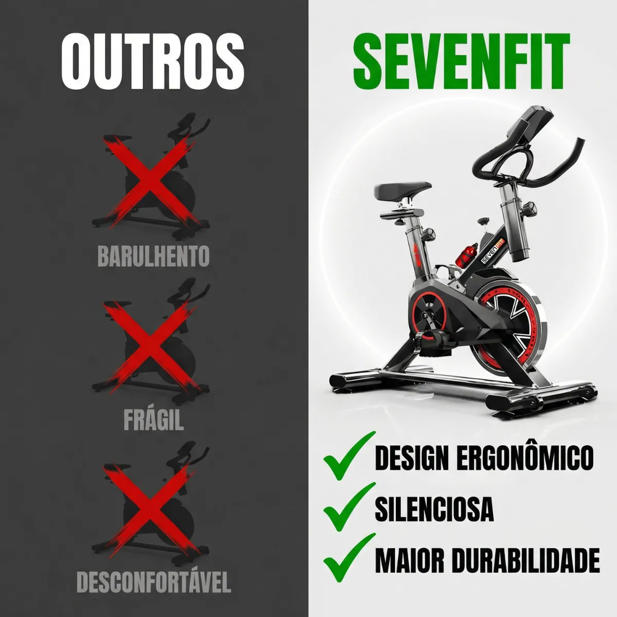 Bicicleta Ergométrica Fitness Para Cardio E Musculação Com Base Cor Preto E Vermelho 6kg Inercia Marca Sevenfit