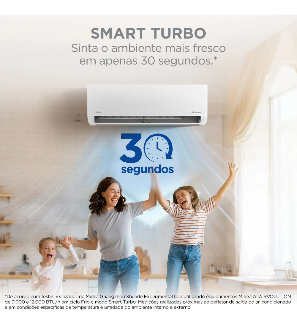 Ar Condicionado Split Hi Wall Midea Ai Airvolution Inverter 9.000 Btus Frio R-32