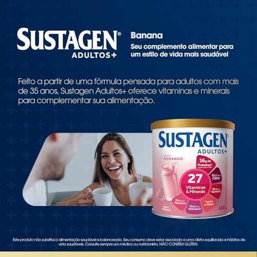 Sustagen N&E Complemento Alimentar Adultos+ Sabor Morango - Lata 400G