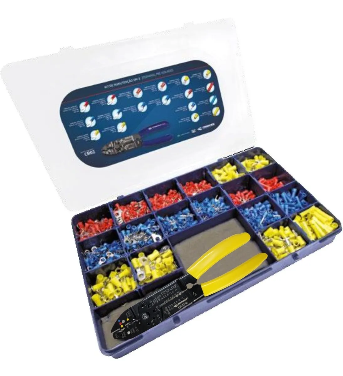 Km02 Terminais E Conectores Elétricos + Alicate Cr02-b