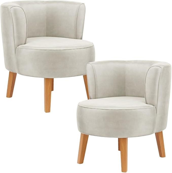 Kit 2 Poltronas Cadeira Elegante para Sala de Estar Tecido Veludo MOBLAN decor (Bege)