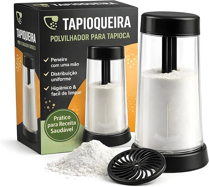 Tapioqueira Polvilhador para Tapioca – Peneira Manual para Farinha e Goma – Ideal para Tapioca, Panquecas e Receitas Saudáveis – Fácil de Usar e Limpar