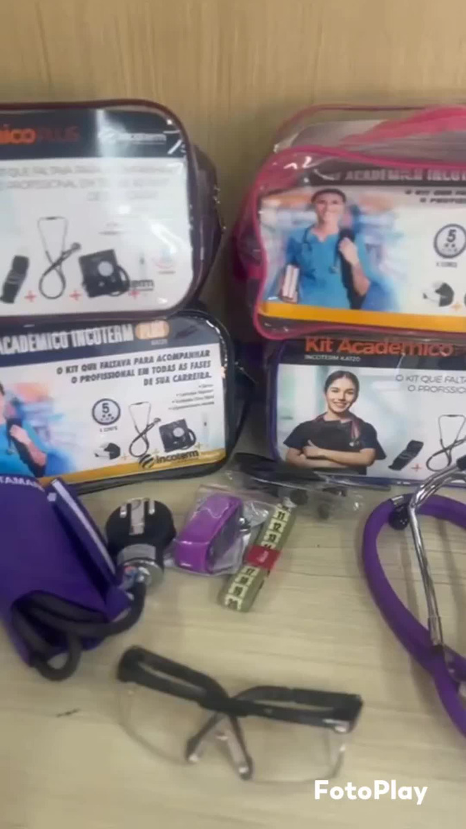 Kit Roxo Esfigmomanômetro+ Esteto Duplo+ Termômetro+ Garrote