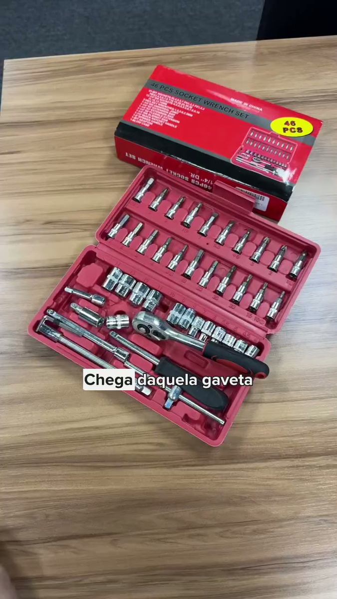 Jogo De Soquete S Siqueira Aço Crv 1/4 Catraca Chave Allen Fenda Philips Com Maleta Kit 46 Peças Ferramentas Profissional Completa