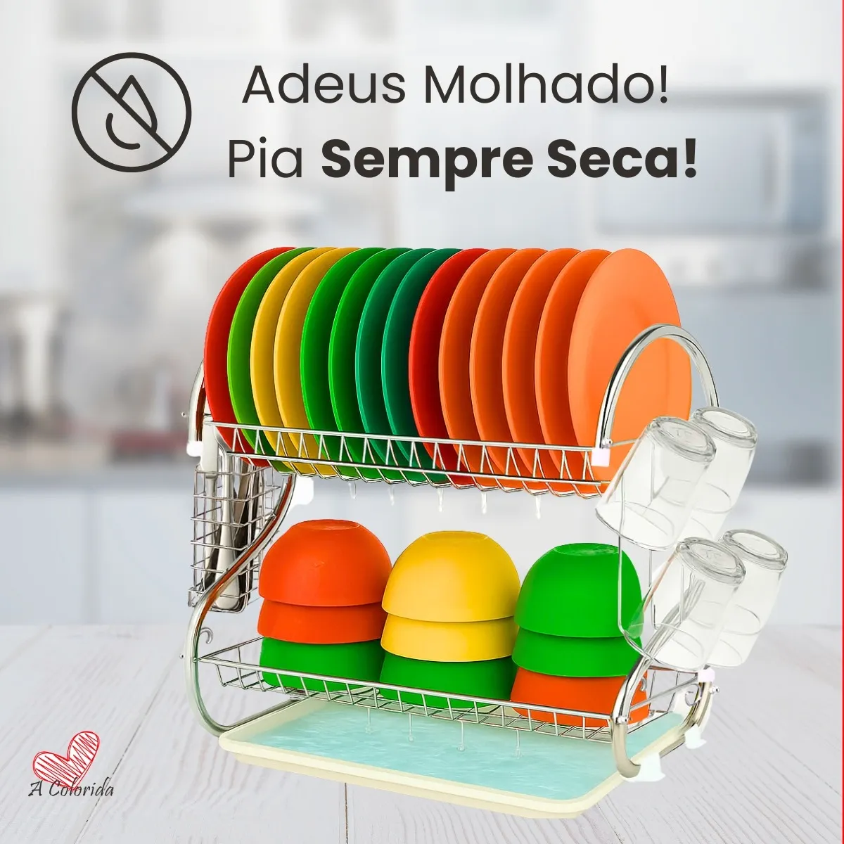 Escorredor De Louça Pratos Talheres Inox Cozinha Duplo