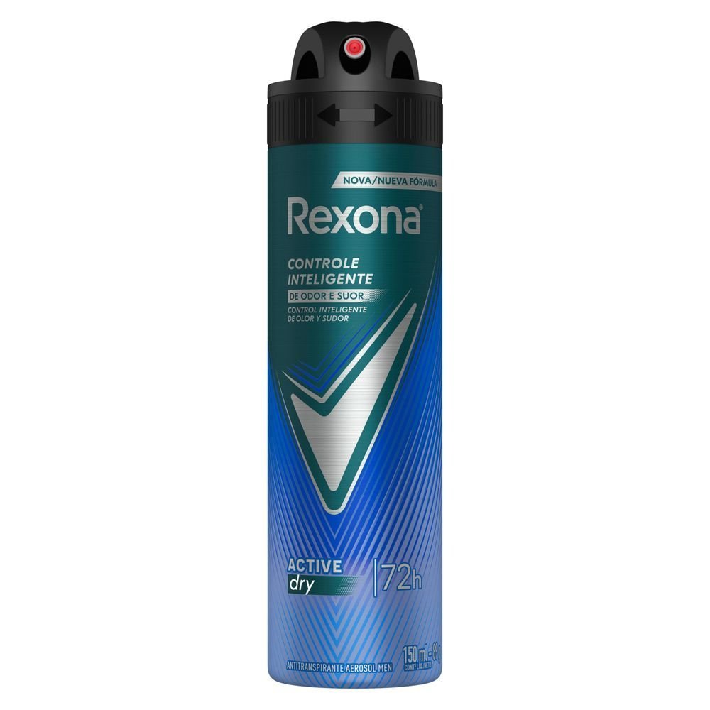 Desodorante Antitranspirante Aerosol Masculino Rexona Active Dry 72 Horas 150ml