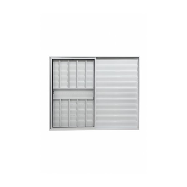 Veneziana 3 Folhas Aluminio Branco Com Grade 1,00x1,00