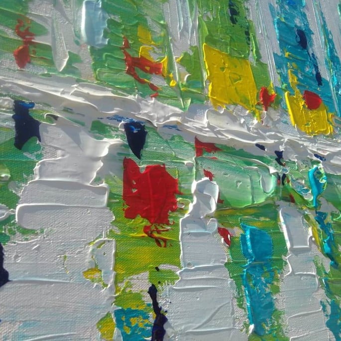 Pintura tela veleiros espatulado