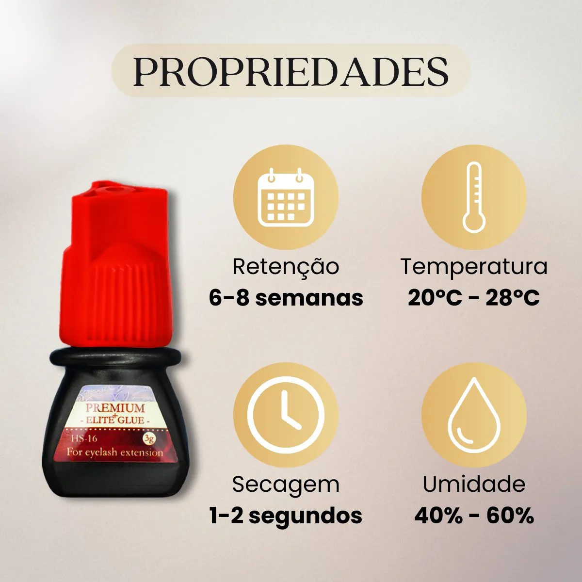 Cola Extensão Cílios Elite HS-16 3ml Secagem Rápida Preta