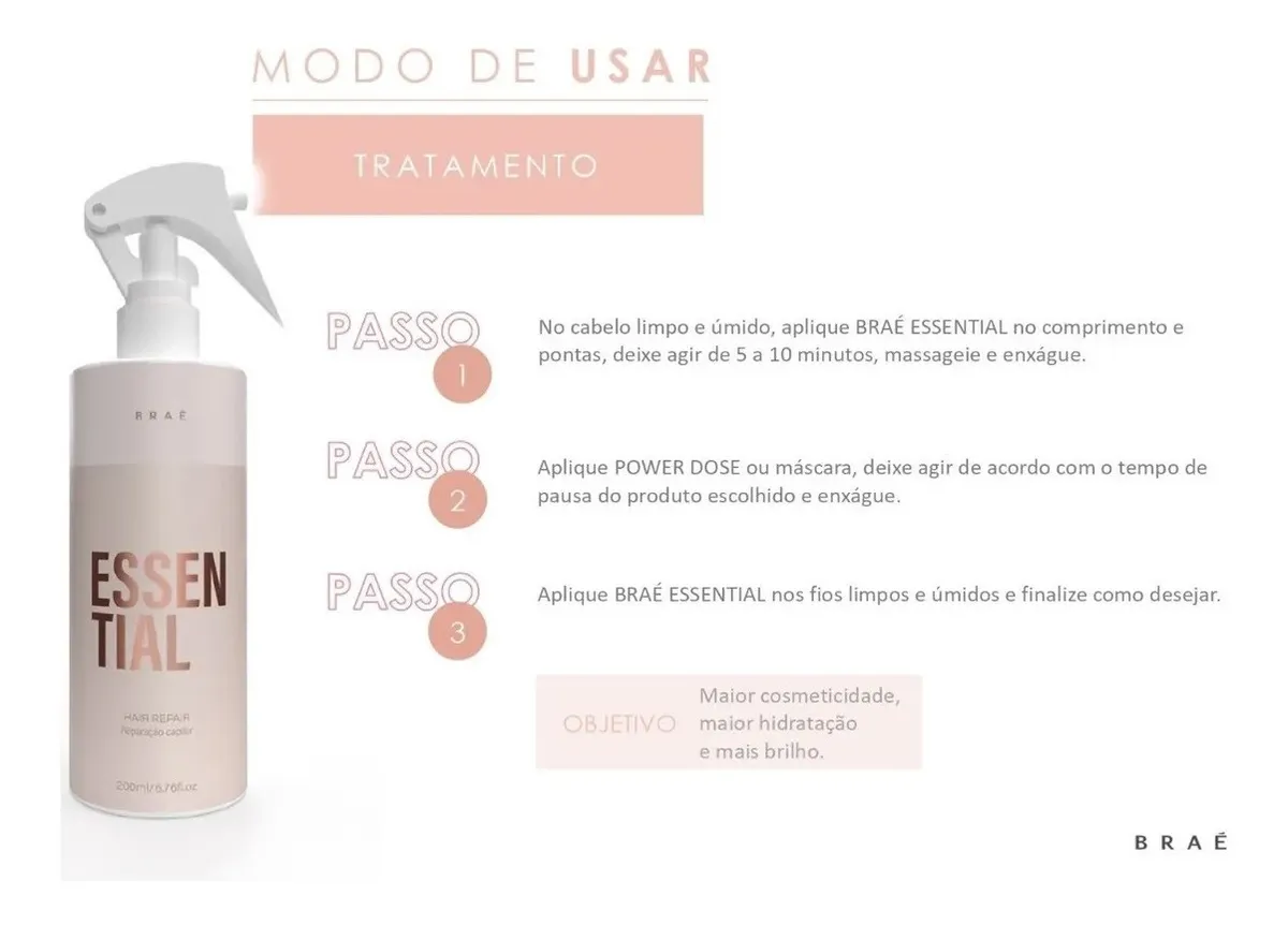 Fluído Reparador Essential Braé Hair Repair Spray 260ml