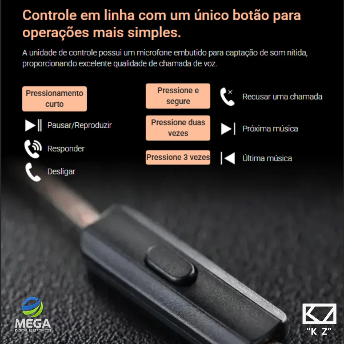 Fone De Ouvido Kz Edx Pro X Preto Com Microfone