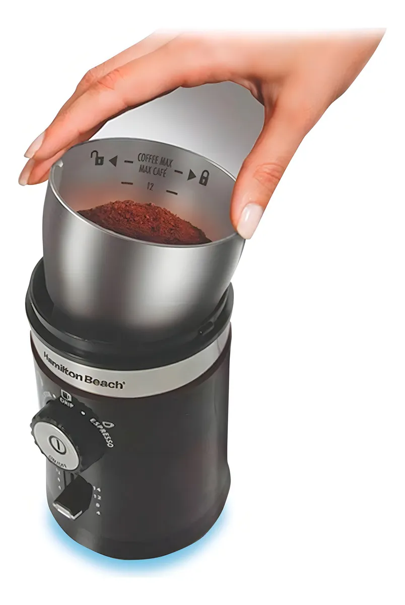 Moedor Automático Ajustável Com Controle De Granulação Triturador Secos Sementes Grãos Café Cuba Removível E 2 Lâminas Em Aço Inox Doméstico - Hamilton Beach