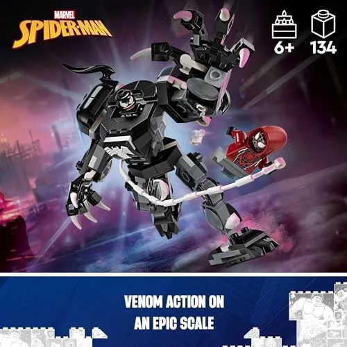 LEGO Set Super Heroes Marvel 76276 Armadura Mech Venom vs. Miles Morales 134 peças