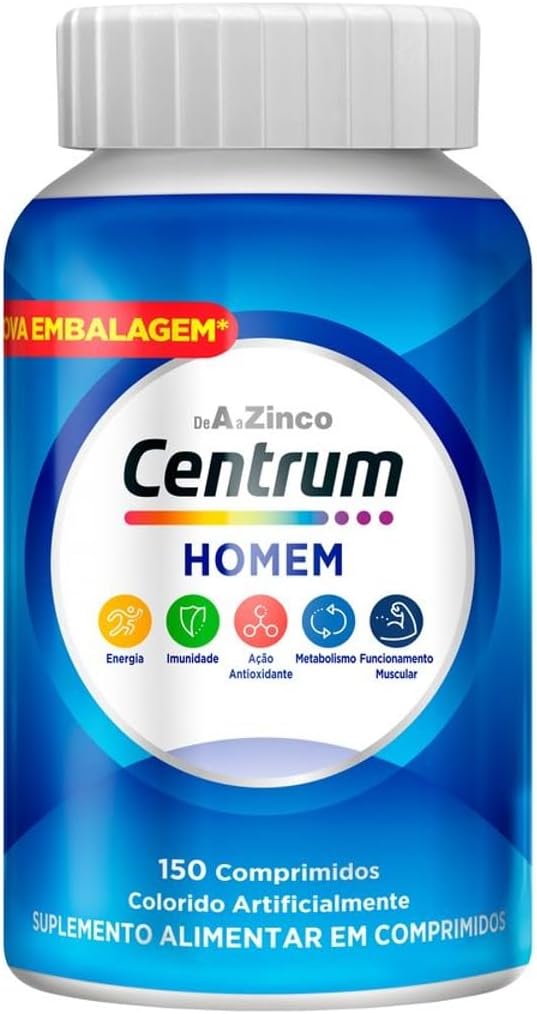Centrum Homem Multivitaminico Diário com Magnésio, Vitamina D e Vitamina B12, 150 Comprimidos