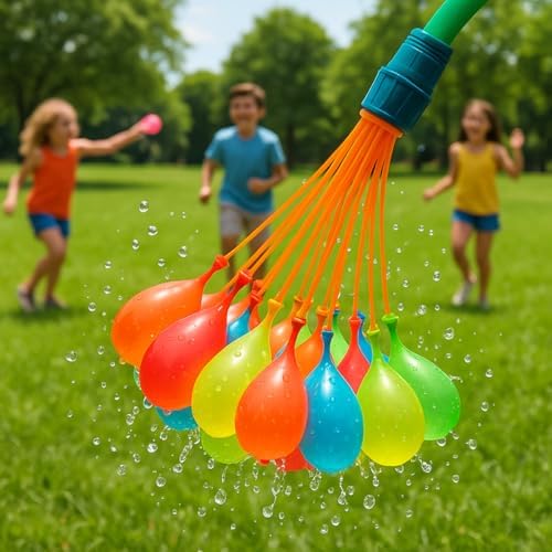 Kit 222 Bexigas de Água – Enchimento Rápido com 2 Adaptadores – Coloridas para Guerra de Balões, Festas Infantis, Piscina e Eventos ao Ar Livre