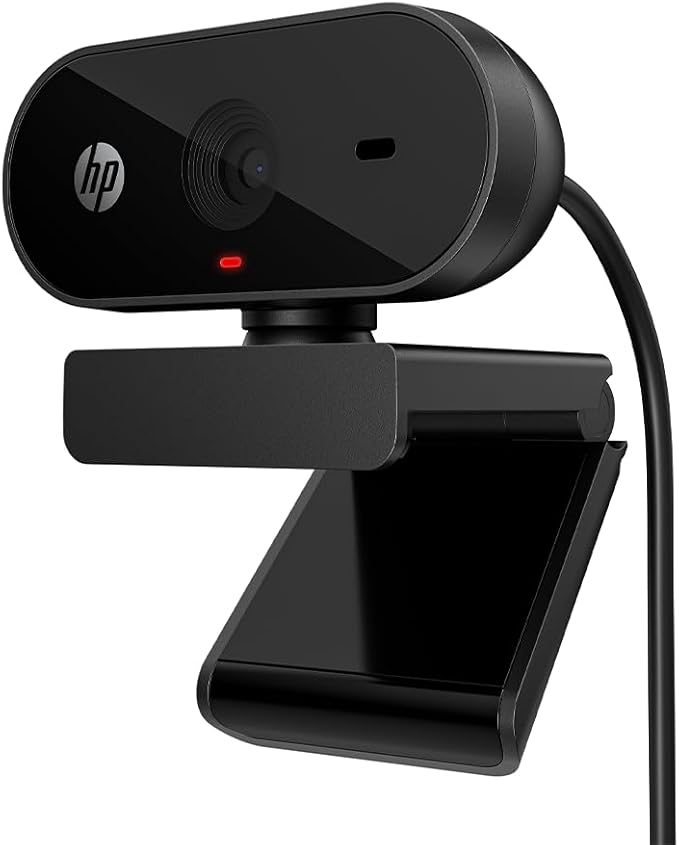 Webcam 1080p HP 320 - com Ajuste Automático de Luz, Conexão USB Plug and Play, Ângulo Largo de 66 Graus, Imagem Full HD com Microfone Integrado e Rotação 360 (53X26AA#ABL)