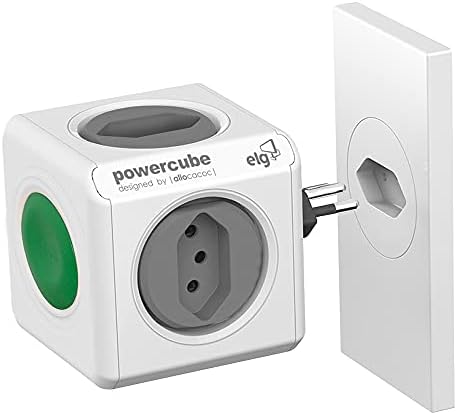 Multiplicador PowerCube Switch Filtro de Linha, 4 Tomadas Bivolt Automático Botão Liga/Desliga LED Indicador, Branco, PWC-R4SW, ELG