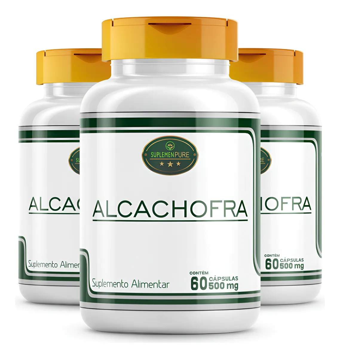 Alcachofra Em Cápsulas 500 Mg Kit Com 3 Potes 100% Natural