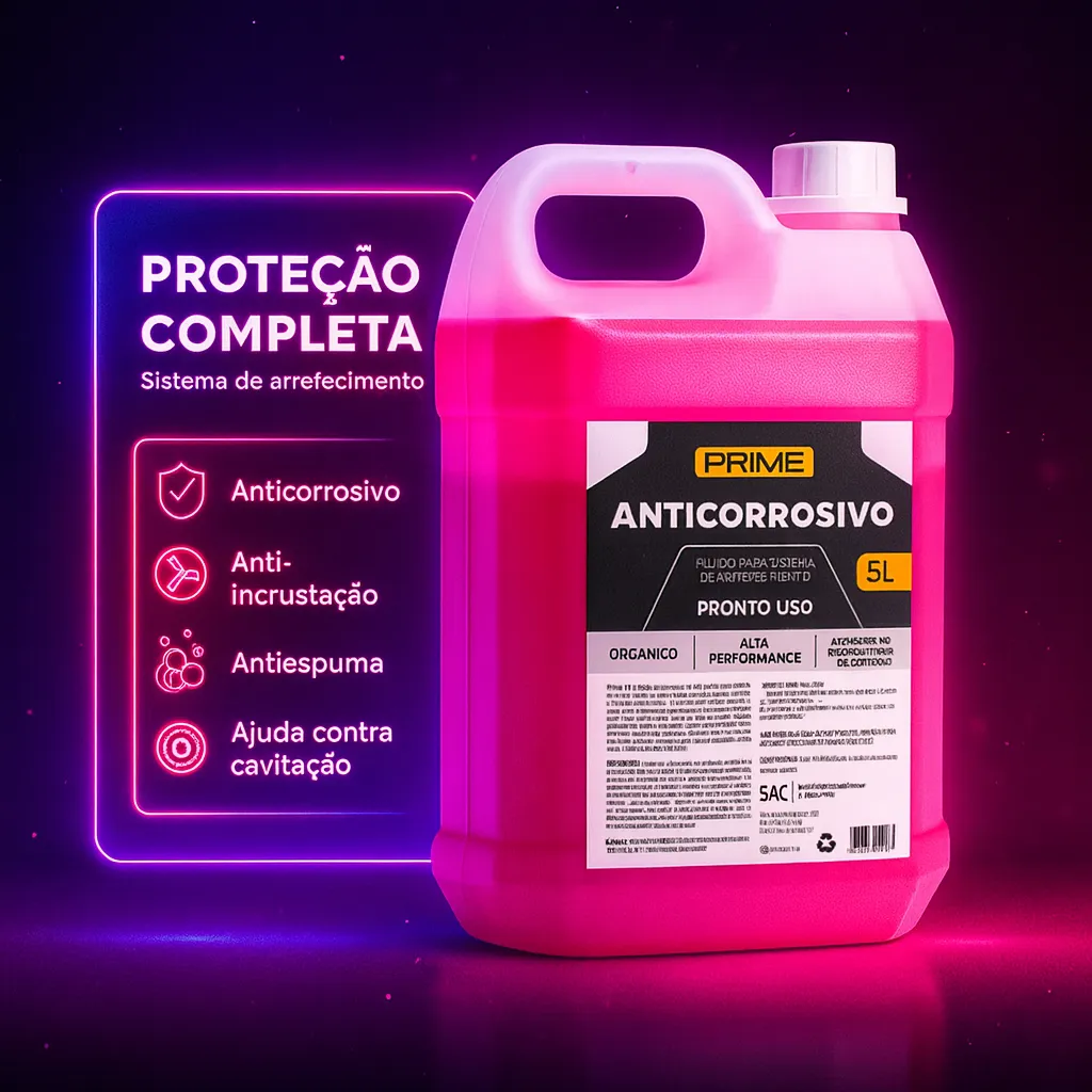 Líquido Refrigerante Anticorrosivo Orgânico Diluído Rosa 5l