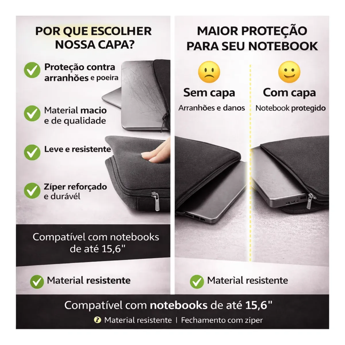 Case Luva Com Ziper Pàra Notebok De 15 15,6 Polegadas