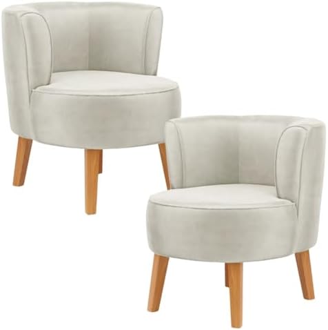 Kit 2 Poltronas Cadeira Elegante para Sala de Estar Tecido Veludo MOBLAN decor (Bege)