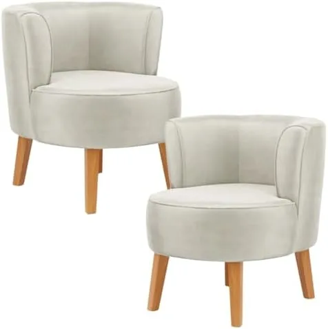 Kit 2 Poltronas Cadeira Elegante para Sala de Estar Tecido Veludo MOBLAN decor (Bege)