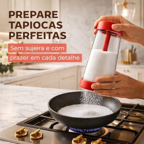 Tapioqueira Polvilhador para Tapioca – Peneira Manual para Farinha e Goma – Ideal para Tapioca, Panquecas e Receitas Saudáveis – Fácil de Usar e Limpar