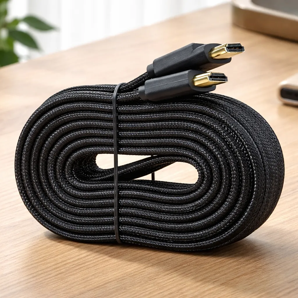 Cabo Hdmi 10 Metros 10m Flat Knup Ultra Hd 4k Nylon Ouro 24k