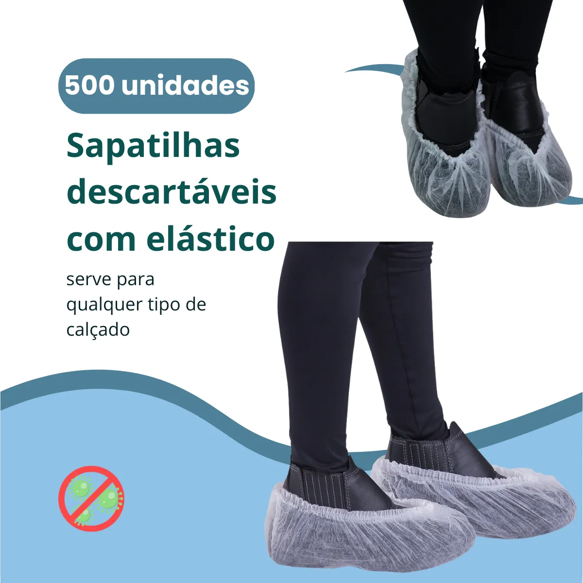 Kit 500 Sapatilha Propé Descartável Elástico Tnt Protetor