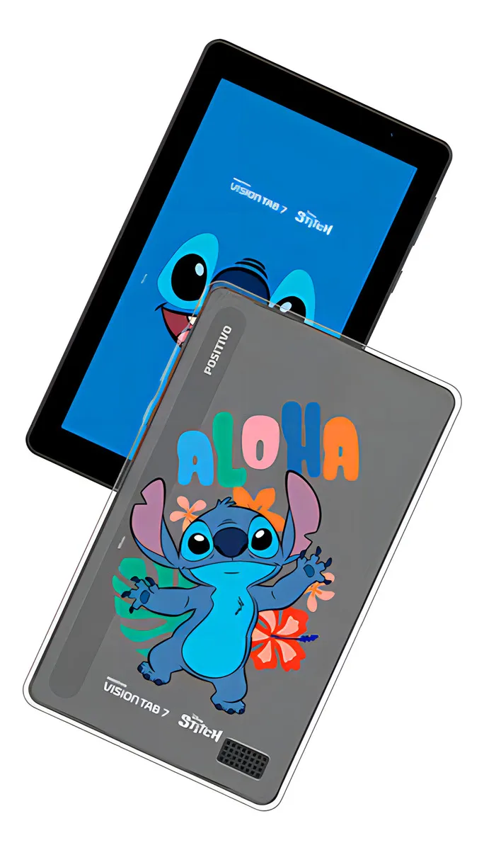 Tablet Infantil Stitch Positivo Vision Tab 7 - Processador Octa-Core 3GB RAM 64GB Armazenamento, Tela 7 IPS, Bateria 3100mAh, Android 14 GO, Wi-Fi - Inclui Capa de Proteção e Capa de Transporte