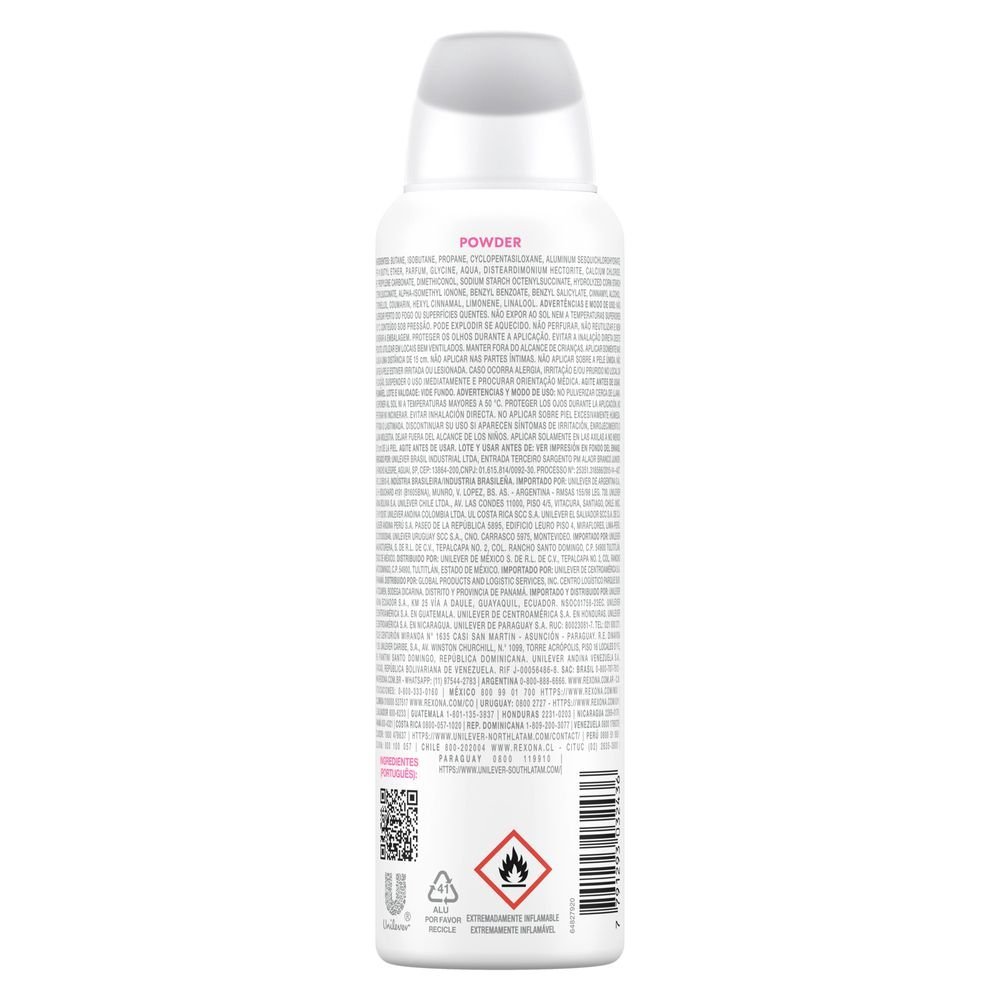 Desodorante Antitranspirante Aerosol Feminino Rexona Powder Dry 72 Horas 150ml