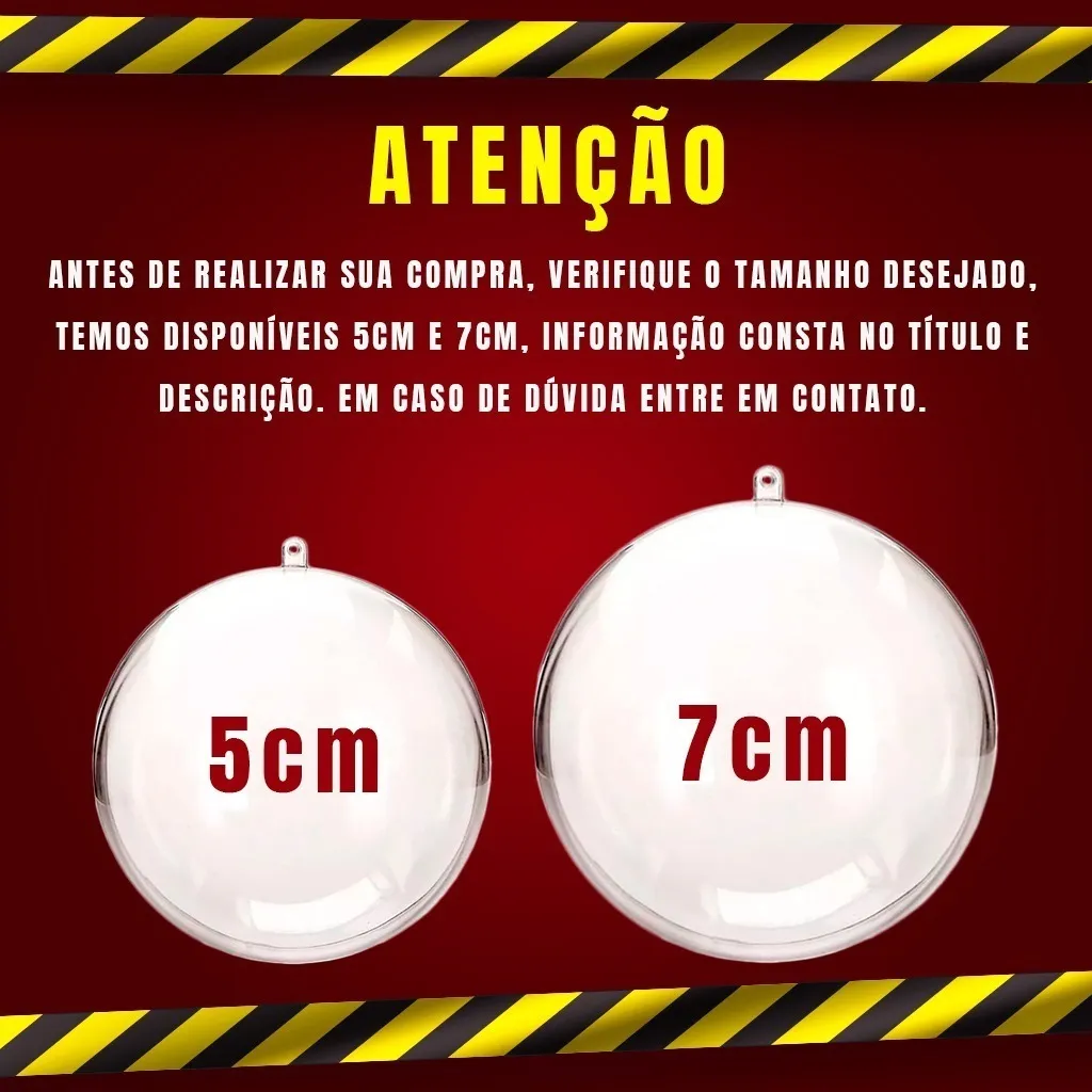 100 Esferas Acrílica Bola Transparente Pascoa Natal 5cm