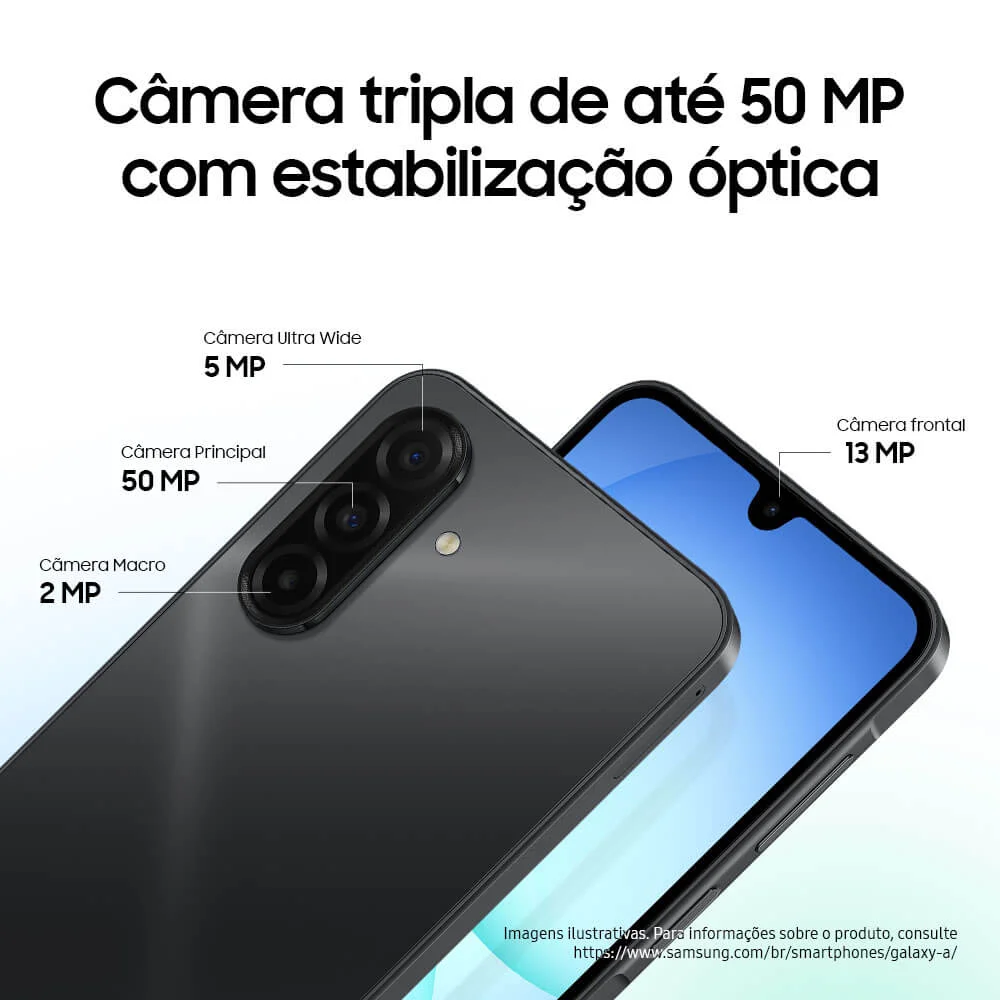 Smartphone Samsung Galaxy A17 Com Ia, 256GB, 8GB Ram, Câm De 50mp, Tela De 6.7”, NFC, Ip54, Preto