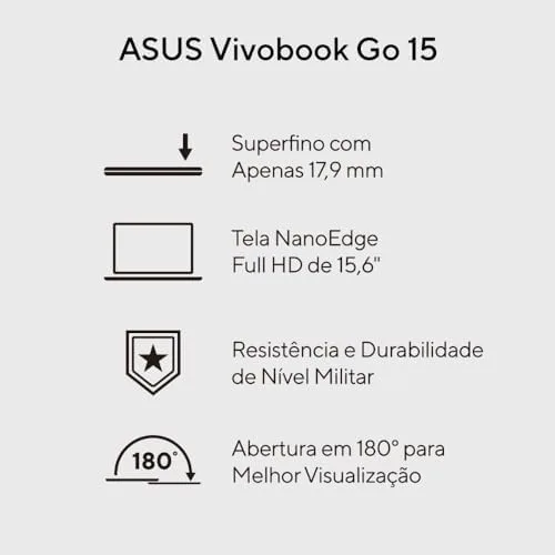 Notebook Asus Vivobook Go E1504ga Intel Core i3 N305 8gb Ram 512gb Ssd Windows 11 Tela 15,6" Fhd Silver - Nj435w