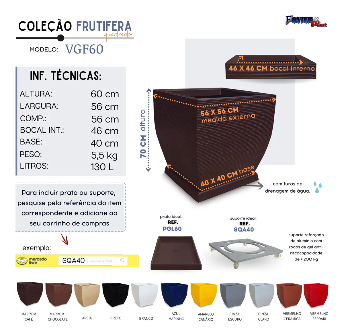 Vaso Grande De Planta Frutifera Forte E Resistente 60x56