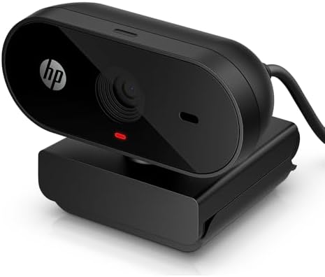 Webcam 1080p HP 320 - com Ajuste Automático de Luz, Conexão USB Plug and Play, Ângulo Largo de 66 Graus, Imagem Full HD com Microfone Integrado e Rotação 360 (53X26AA#ABL)