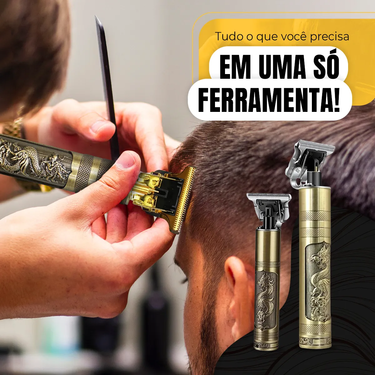 Maquina Maquininha De Cortar Cabelo Barbeador Eletrico Aparador De Pelos Acabamento Dragão Buda Profissional kamufla