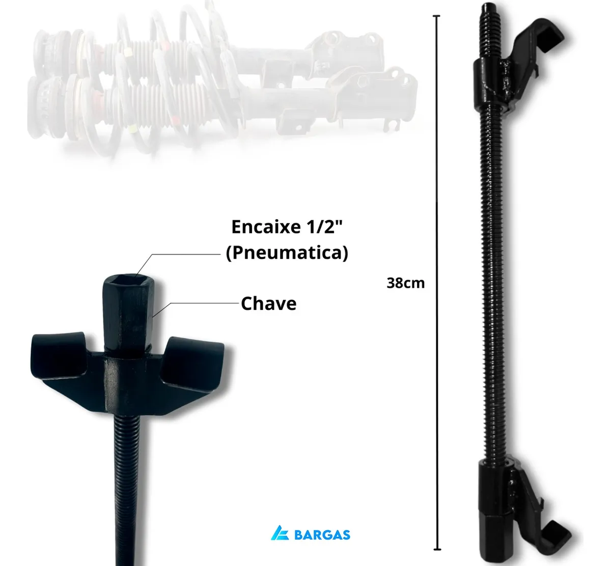 Encolhedor De Molas Suspensão Reforçado Rosca Quadrada Preto