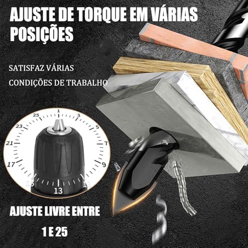 Furadeira e Parafusadeira 48V 1.3Ah Azul, Torque 35Nm, Kit Doméstico com 1 Bateria, Acessórios e Ponta Dupla, Maleta Inclusa