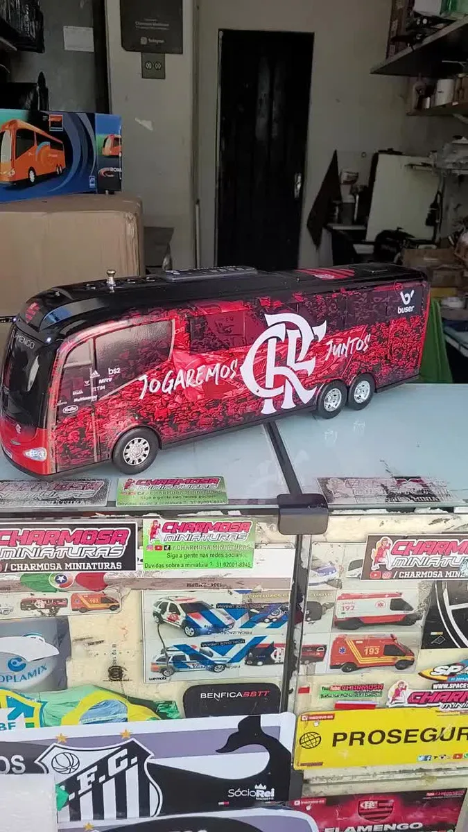 Mini Onibus Flamengo Luzes Mp3 Som Bluetooth Radio Sd Usb Fm