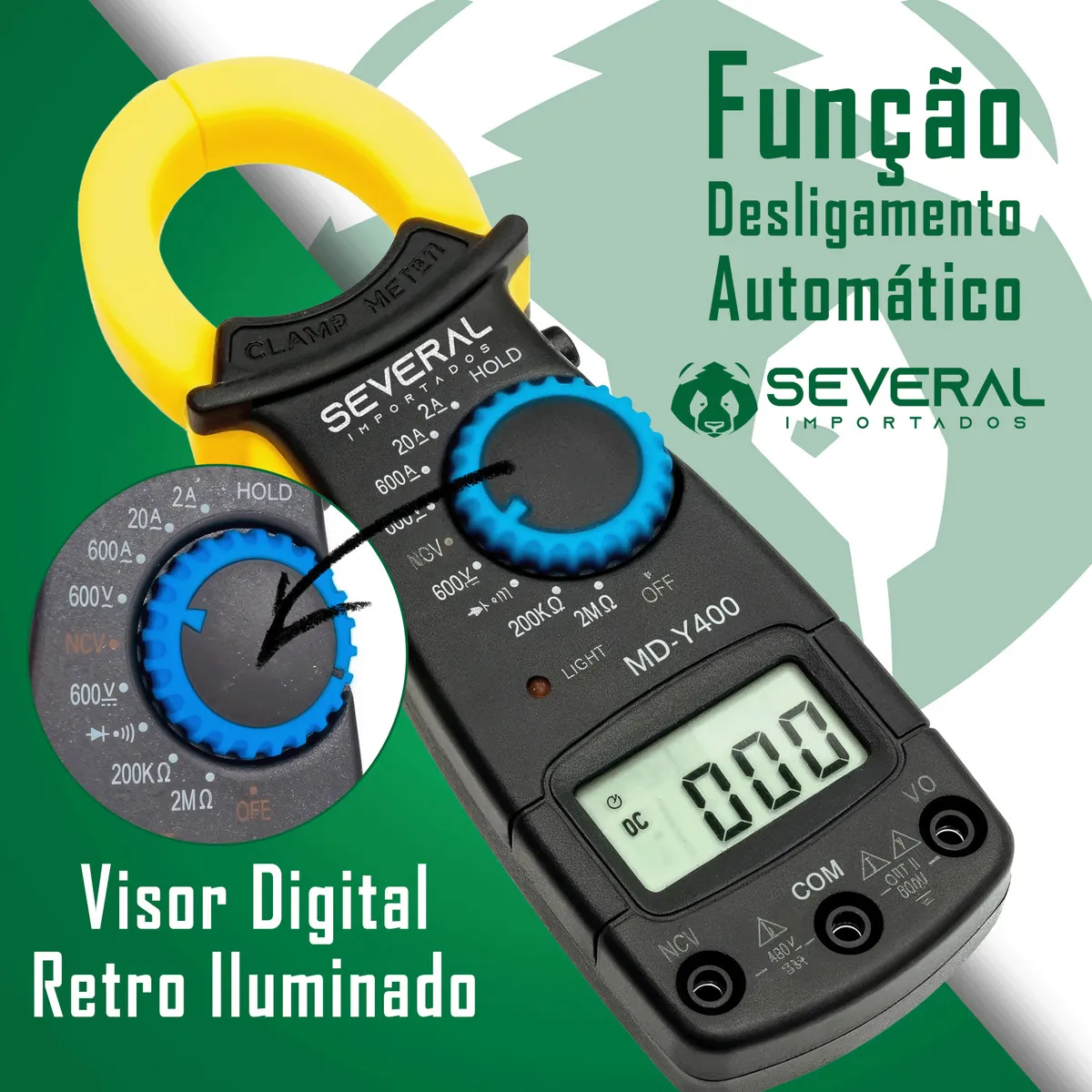 Alicate Amperímetro Digital Medidor Profissional De Corrente Tensão Resistência E Continuidade Several Importados