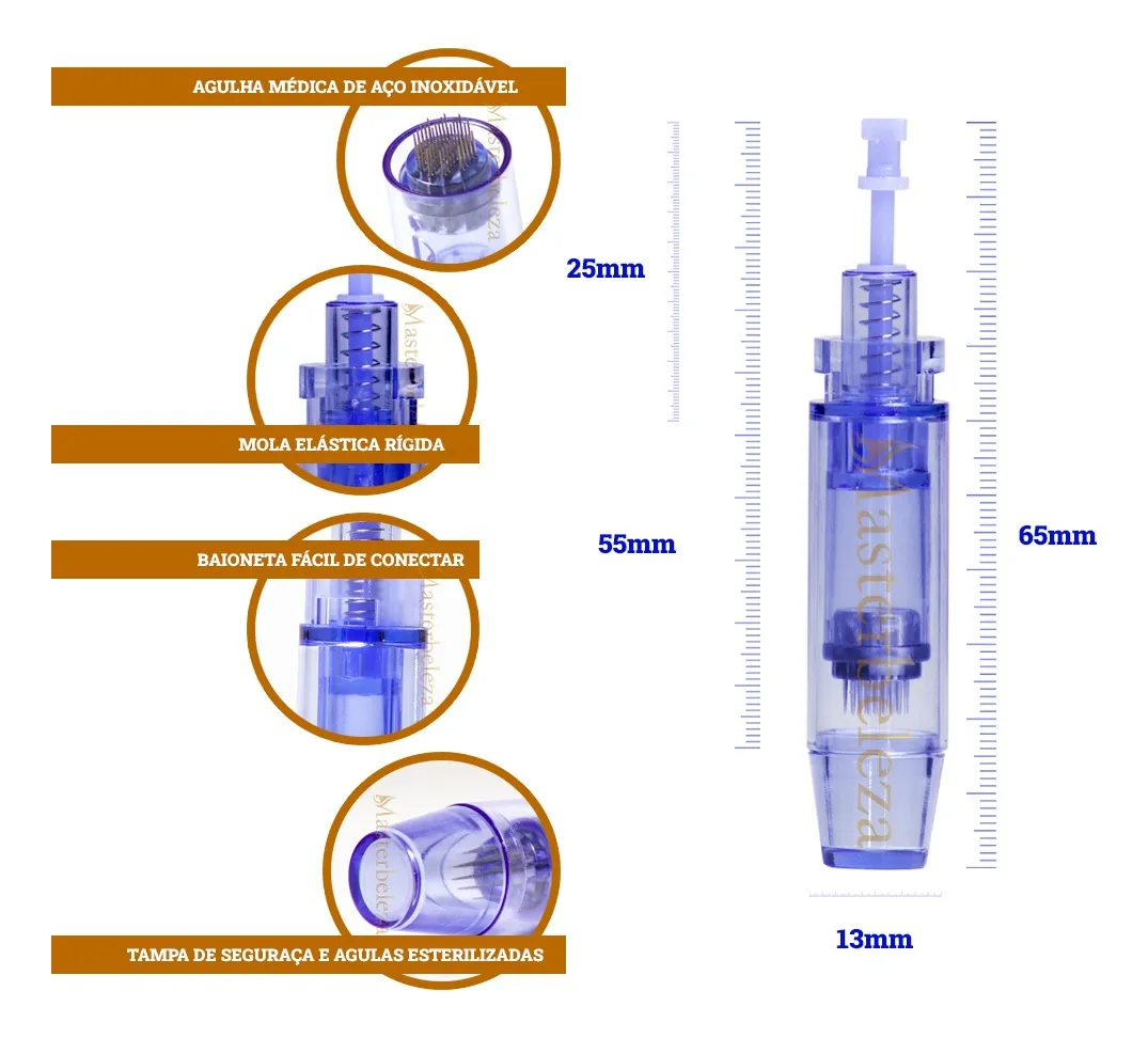 Kit 10 Agulhas Cartucho Caneta Derma Pen 12 36 42 Nano Ponta