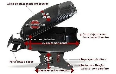 Console Apoio De Braço Gol Palio Uno Corsa Celta Up Volks