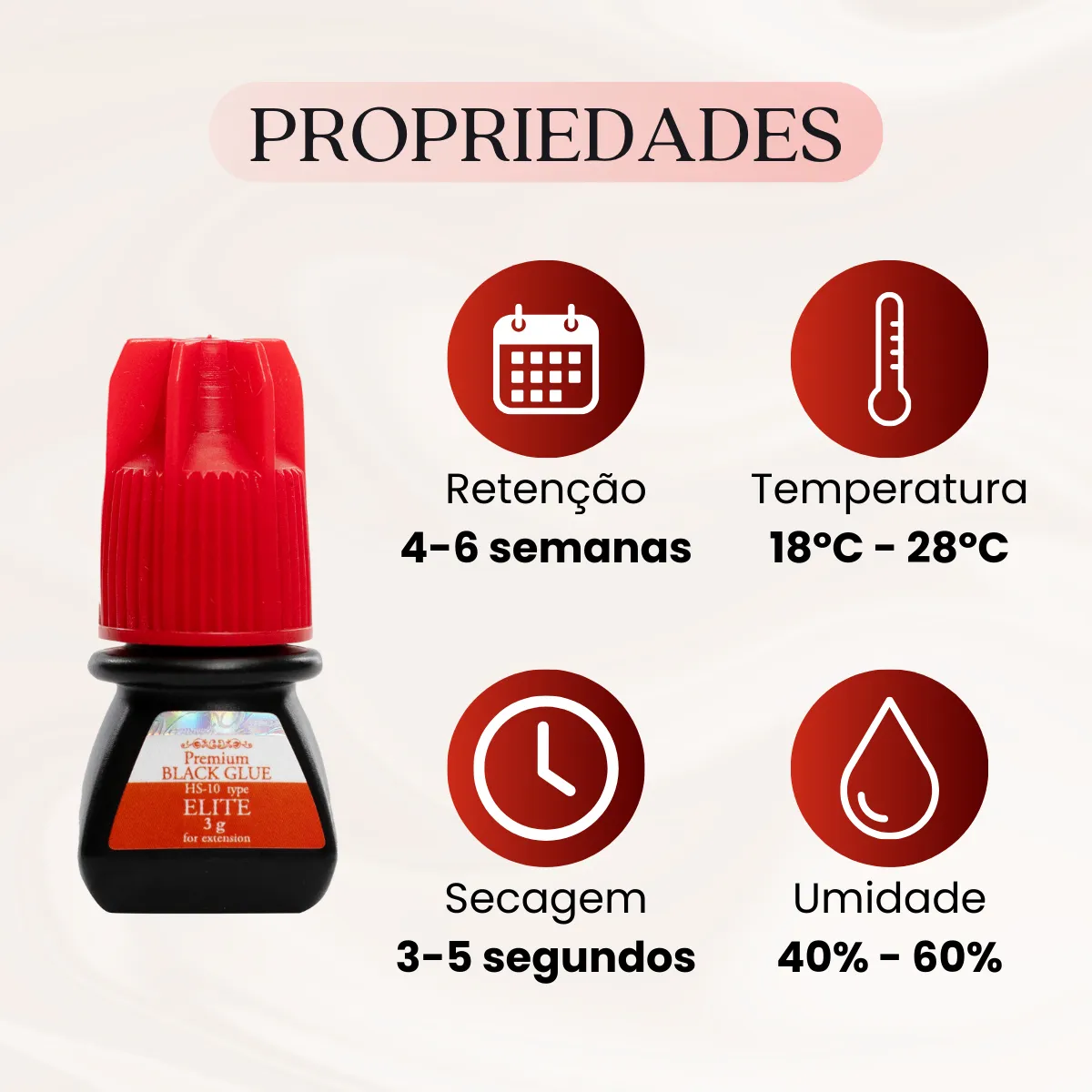 Cola Elite Hs 10 Premium Black Glue 3ml Para Extensão De Cílios E Alongamento Cilios