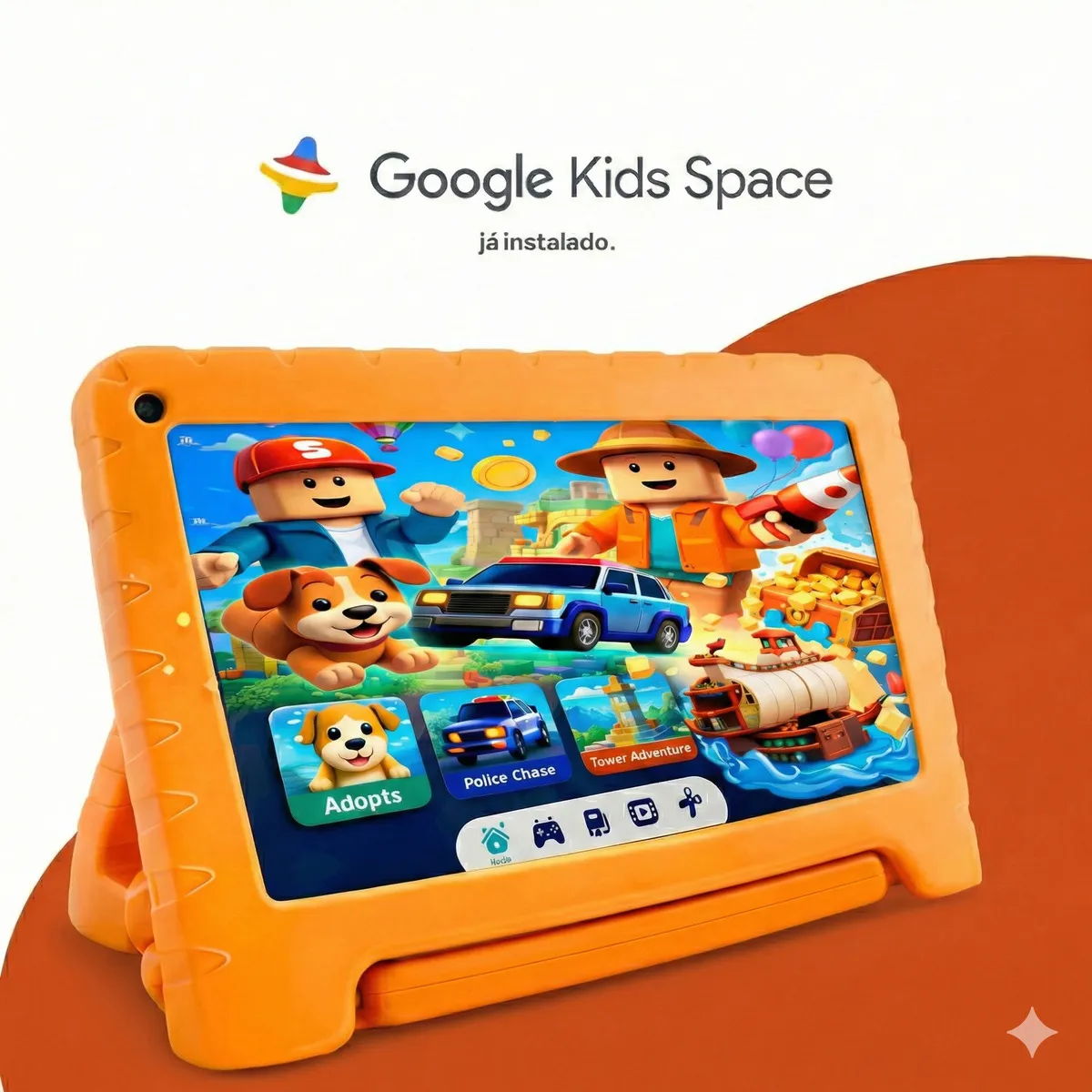 Tablet Infantil Criança Memoria 64gb Android 13 Tela Capinha Emborrachada Resistente Wi-fi Câmera Frontal Carregador Usb-c, Educativo, Jogos Estudar - MI100
