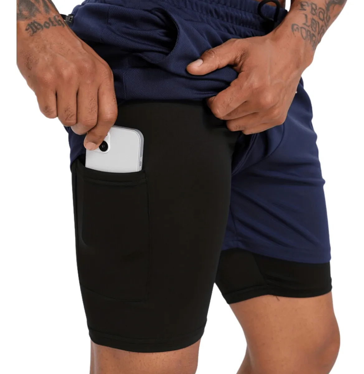 Bermuda 2 Em 1 Short Duplo Com 2 Bolso Laterais E 1 Interno