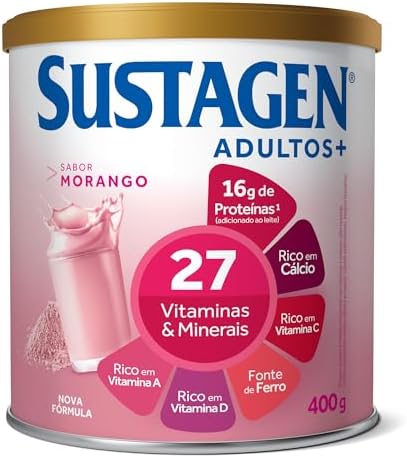 Sustagen N&E Complemento Alimentar Adultos+ Sabor Morango - Lata 400G